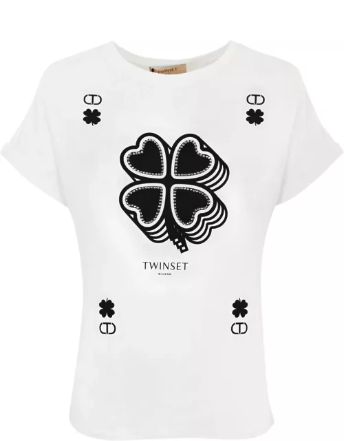 TwinSet T-shirt With Four-leaf Clover Print