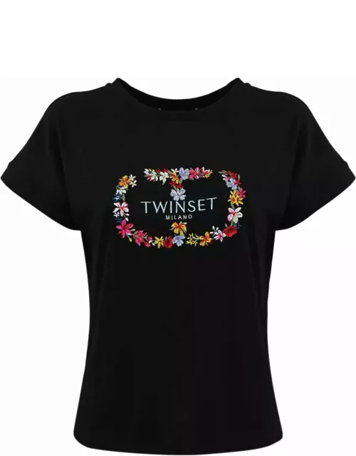TwinSet T-shirt With Floral Embroidery