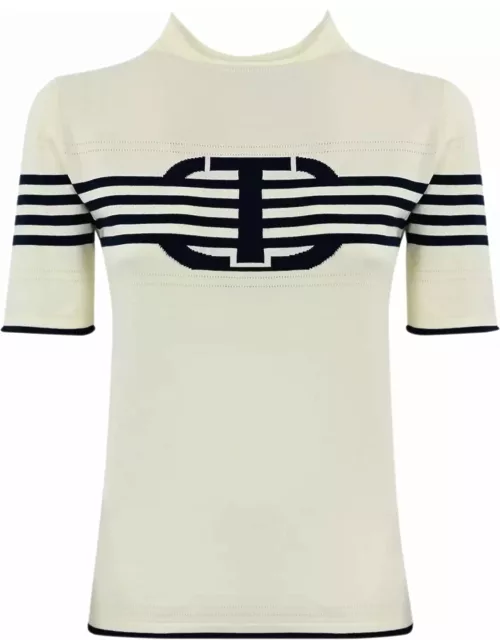 TwinSet T-shirt With High Neck And Logo