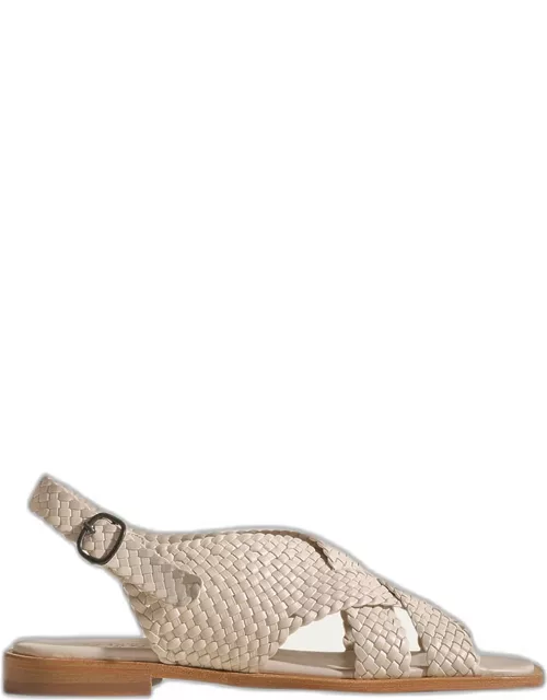 Penyo Woven Leather Slingback Sandal
