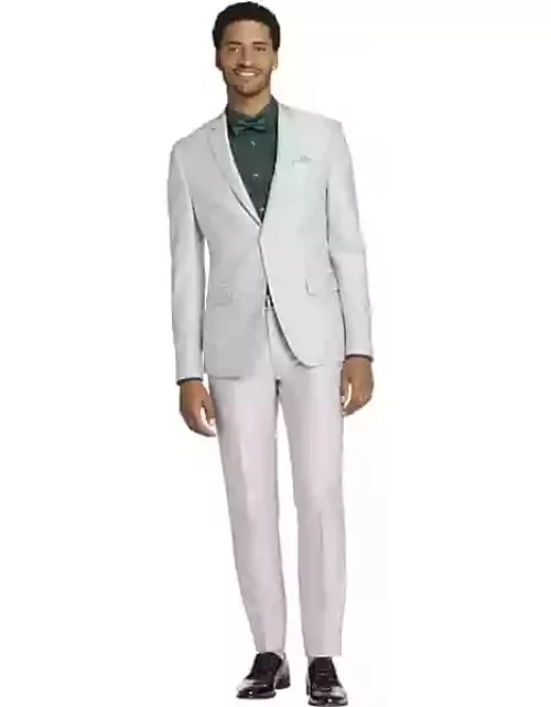 Egara Big & Tall Modern Fit Notch Lapel Shiny Men's Suit Separates Jacket Platinu