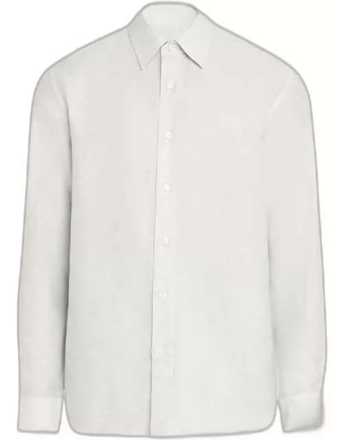 Men's Cotton-Linen Blend Casual Button-Down Shirt