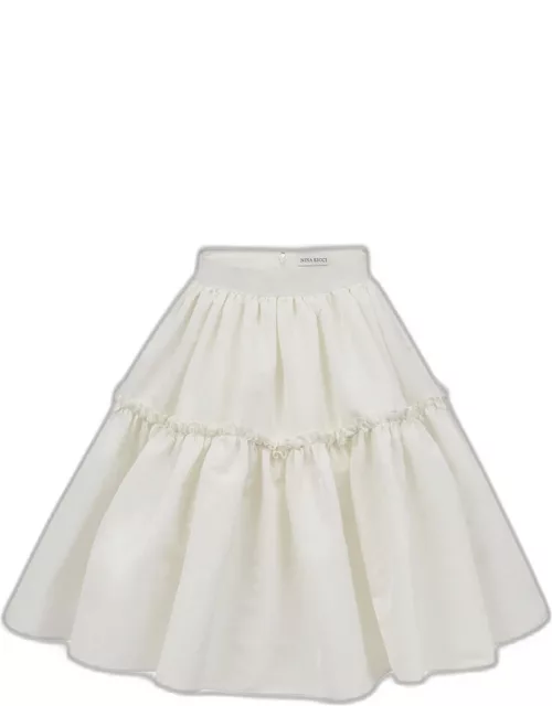 Tafetta Gathered Babydoll Mini Skirt