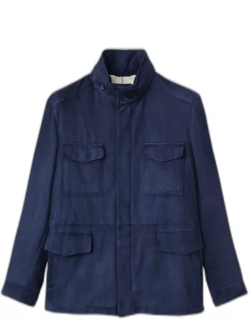 Men's Suede Concealed-Zip Field Jacket