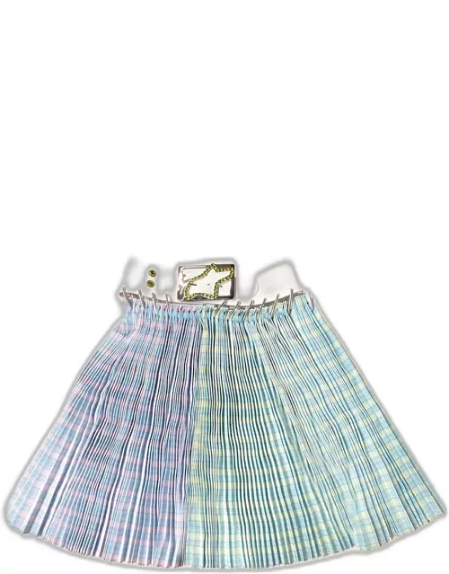 Lily Carabiner Taffeta Belted Check Skirt