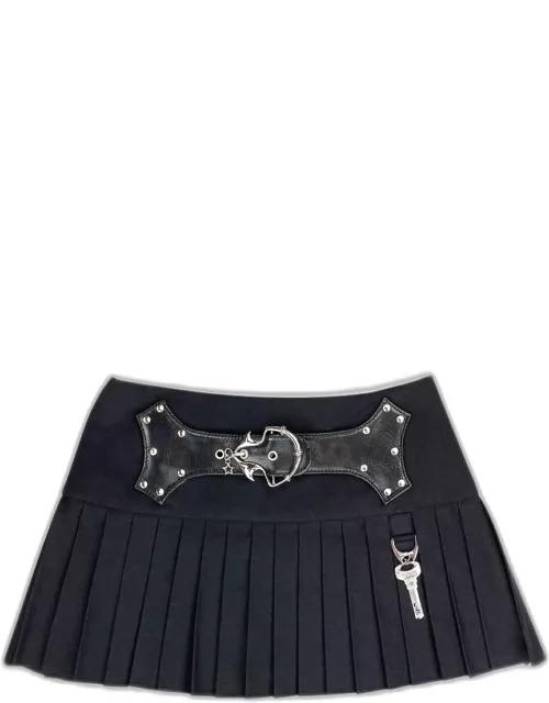 Wendron Knife Pleat Belted Super Mini Skirt