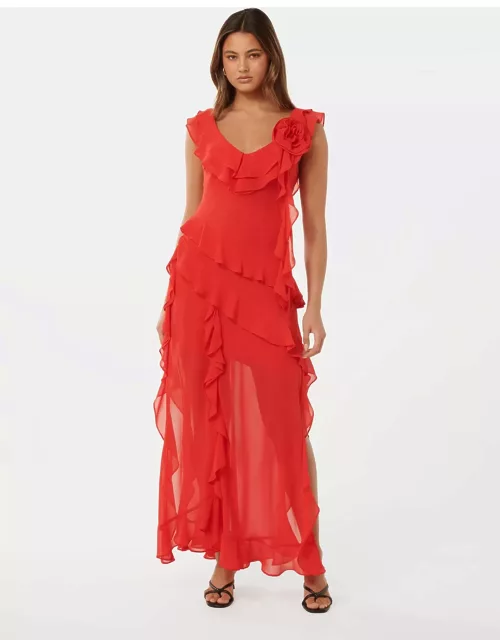Forever New Women's Olivia Ruffle Dress in Chilli Red