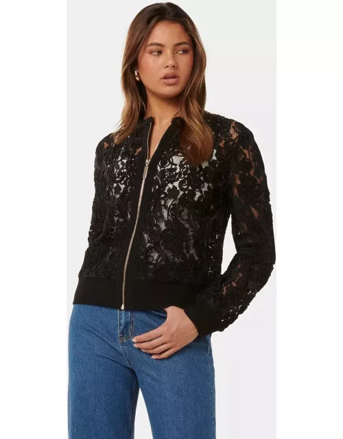 Forever New Women's Riley Lace Bomber Jacket in Black