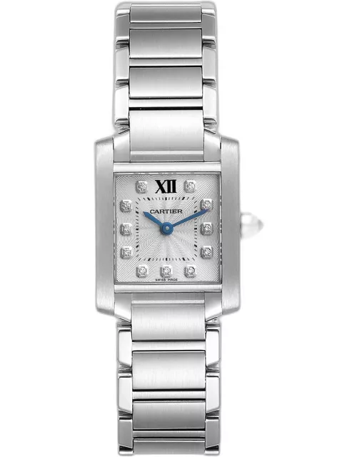 Cartier Tank Francaise Small Steel Diamond Dial Ladies Watch WE110006 20 x 25 m