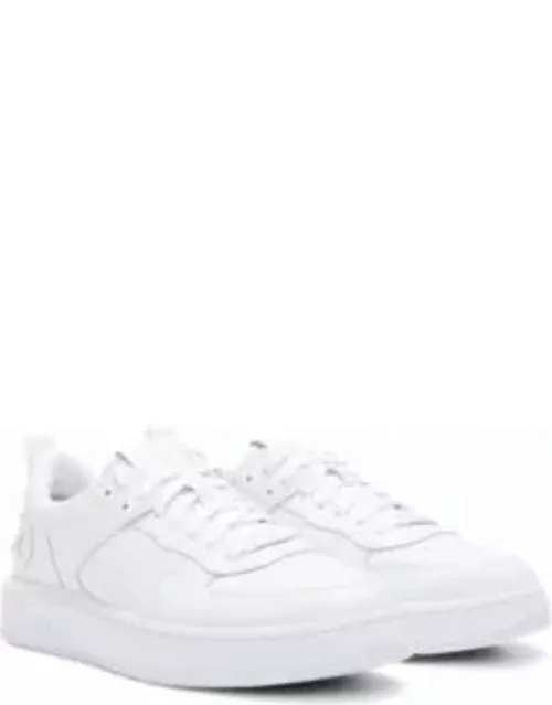 Mixed-material trainers with raised logo- White Men's Sneaker