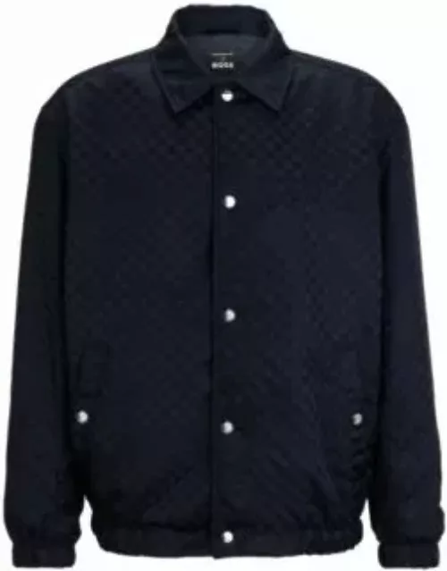 Porsche x BOSS jacket in checkerboard jacquard with collaborative branding- Dark Blue Men's Casual Jacket