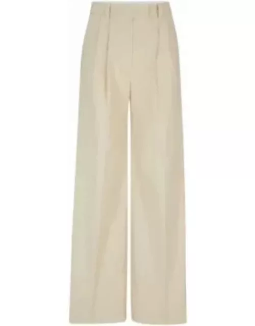 Relaxed-fit trousers in a slub cotton blend- Patterned Women's Formal Pant