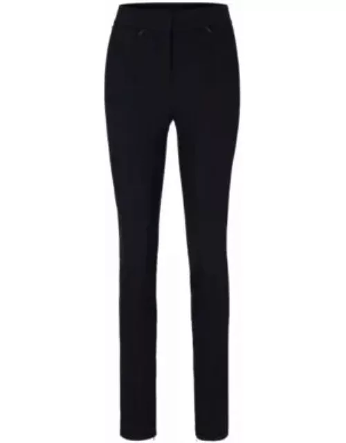Extra-slim-fit trousers in quick-dry stretch cloth- Dark Blue Women's Formal Pant