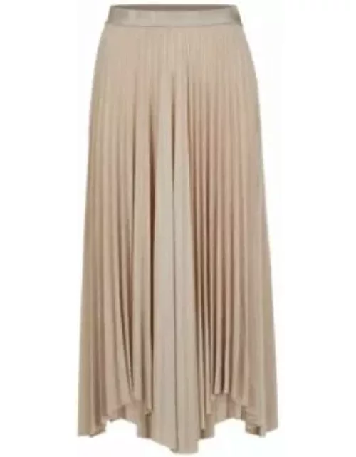 Pliss skirt in high-shine stretch jersey- Light Beige Women's Casual Skirt