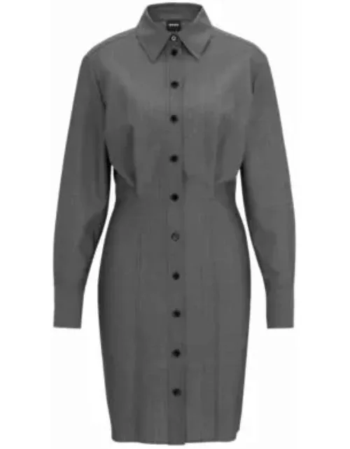Shirt-style regular-fit dress in virgin wool- Patterned Women's Business Dresse