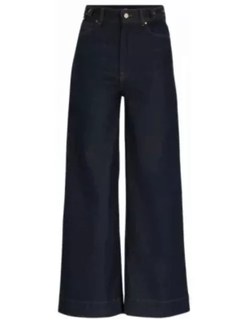 Slim-fit wide-leg jeans in navy stretch denim- Dark Blue Women's Jean