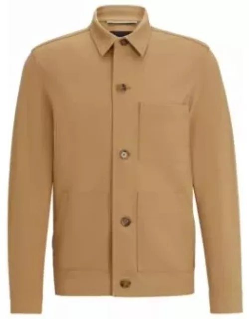Relaxed-fit button-up jacket with patch pockets- Beige Men's Sport Coat