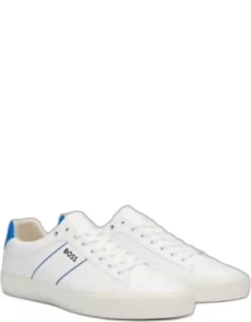 Cupsole lace-up trainers with contrast logo- White Men's Sneaker