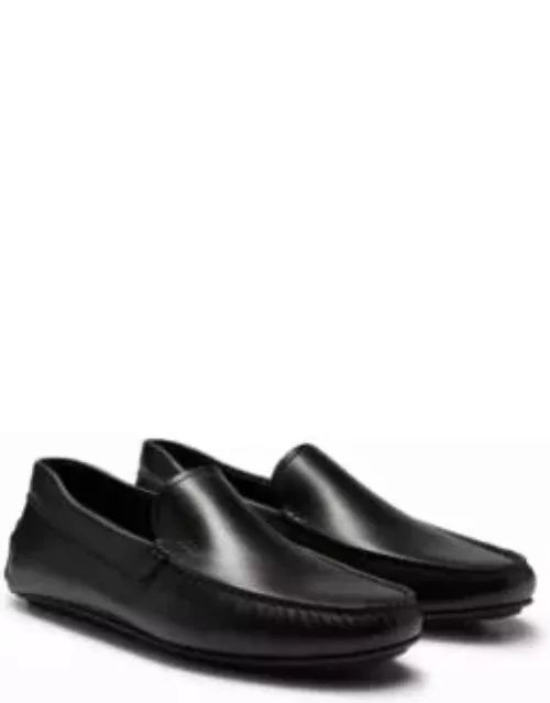Nappa-leather moccasins with driver sole and full lining- Black Men's Casual Shoe