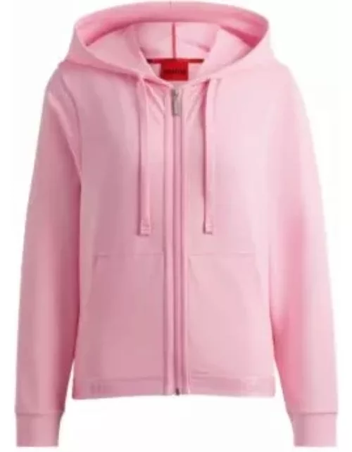 Zip-up hoodie with logo waistband- Pink Women's Sweatshirt