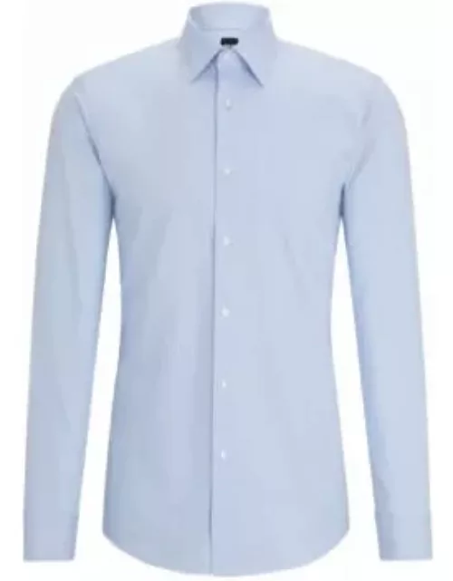 Slim-fit shirt in floral-print cotton dobby- Light Blue Men's Shirt
