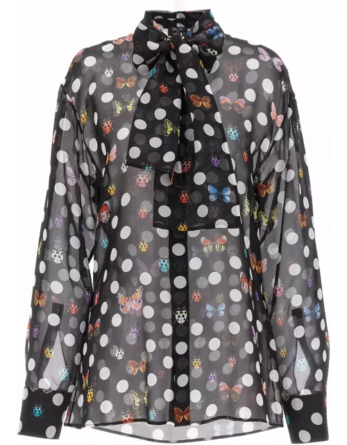 Versace Butterfly And Polka Dot Print Shirt