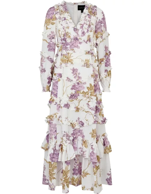 Needle & Thread Wisteria Floral-print Ruffled Midi Dress - Multicoloured - 6 (UK6 / XS)