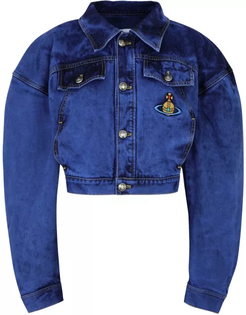 Vivienne Westwood Boxer Orb-embroidered Denim Jacket - Blue - L (UK14 / L)