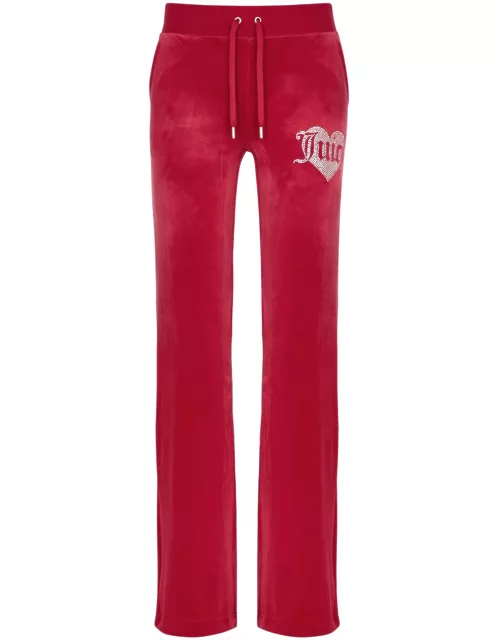Juicy Couture Del Ray Logo Velour Sweatpants - Red - M (UK12 / M)