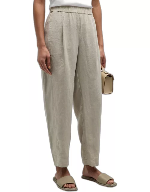 Pleated Organic Linen Ankle Pant