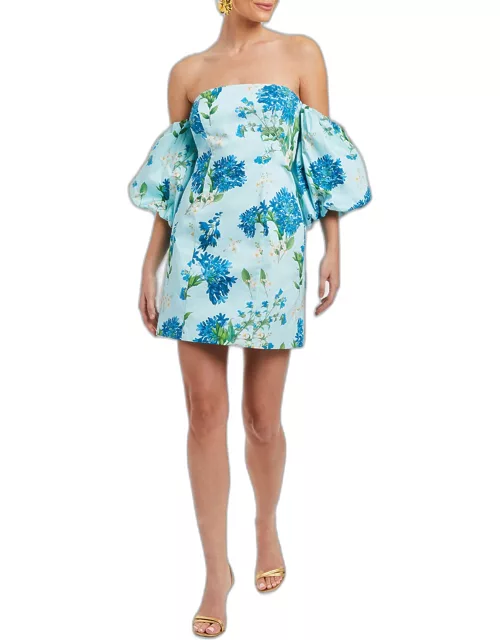 Arlowe Floral-Print Off-Shoulder Mini Dres
