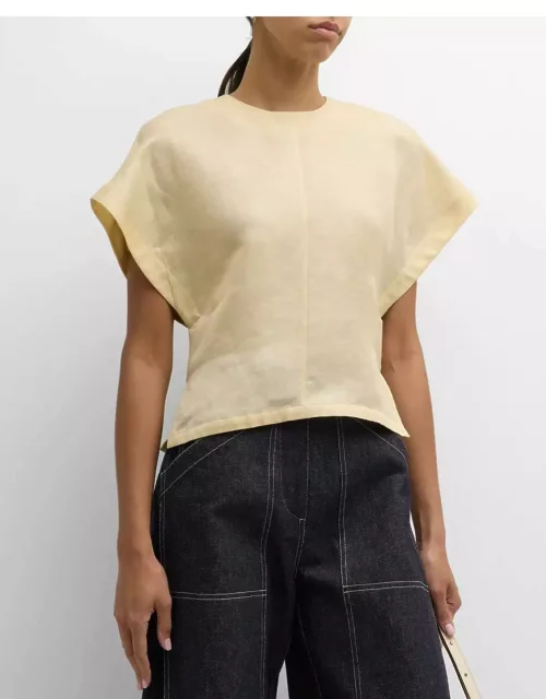 Dolman Short-Sleeve Linen-Silk Top