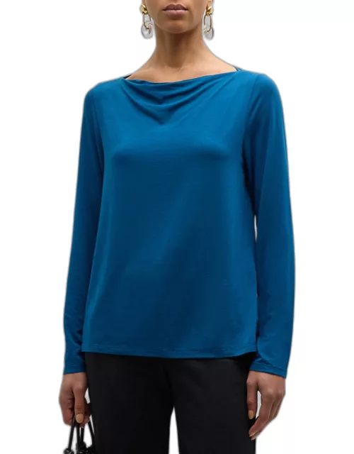 Cowl-Neck Stretch Jersey Top