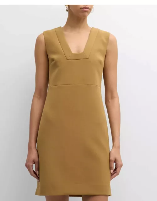 Square-Neck Sleeveless Stretch Crepe Mini Suiting Dres