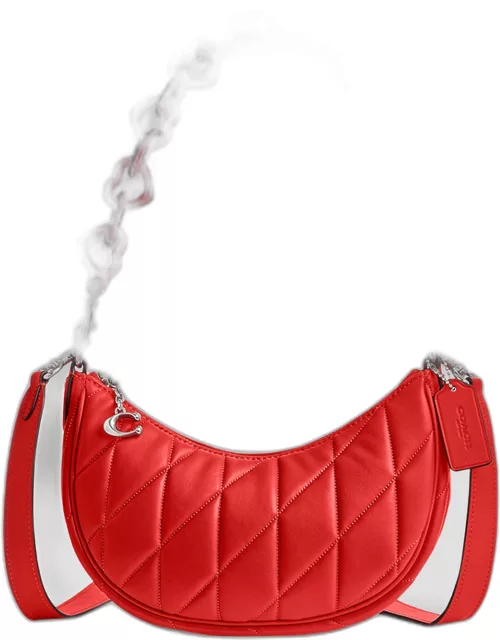 Mira Quilted Pillow Leather Shoulder Bag with Heart Strap