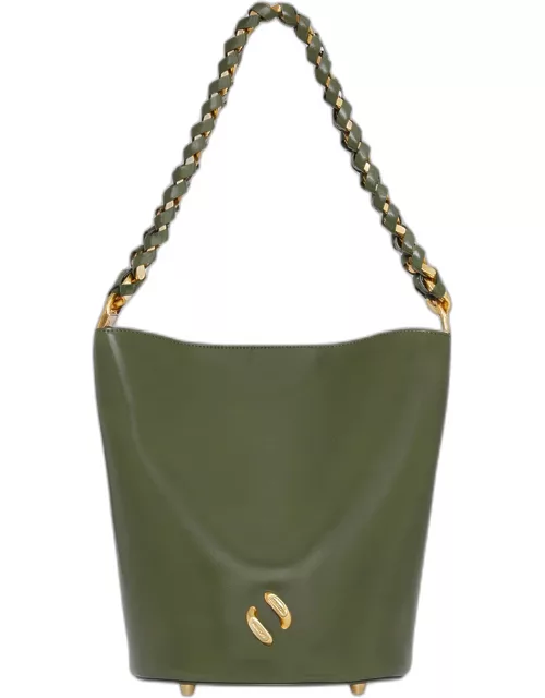 Infinity Chain Leather Bucket Bag