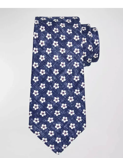 Men's Silk Flower-Print Tie
