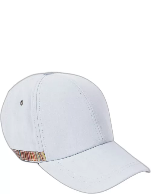 Men's Linen Baseball Cap with Stripe Tri