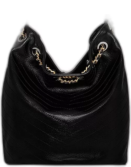 Quilted Two-Tone Chain Bucket Bag