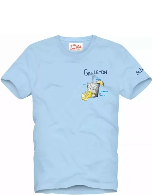 MC2 Saint Barth Man Cotton T-shirt With Gin Lemon Print