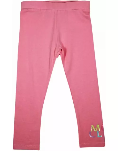 Moncler Cotton Leggings With Elastic Waistband And Logo At The Botto