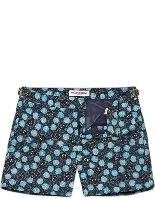 Setter - Daisy Print Shorter-Length Swim Shorts In Springfield Blue