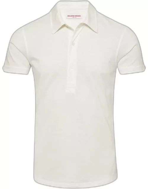 Sebastian Silk - Tailored Fit Cotton-Silk Polo Shirt in White Sand