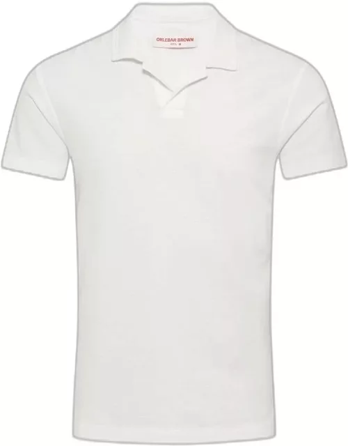 Felix - Resort Collar Cotton-Modal Polo Shirt In White