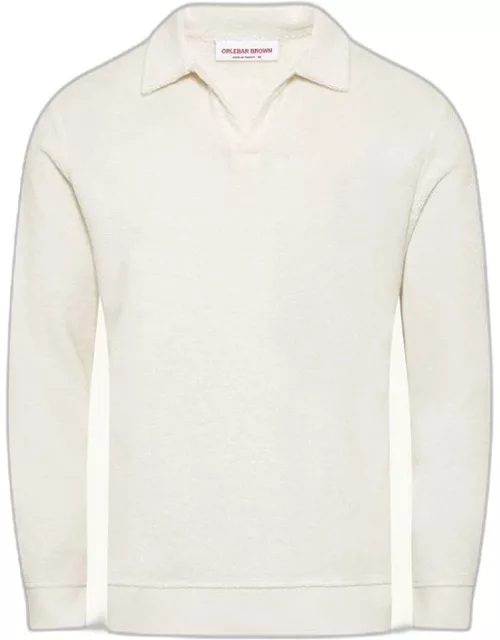 Santino - Sand Classic Fit Organic Cotton Towelling Polo Shirt In White