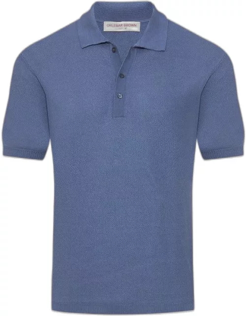 Maranon - Classic Fit Mercerised Cotton Polo Shirt In Springfield Blue