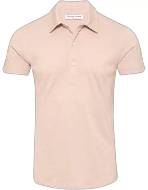 Sebastian Silk - Tailored Fit Cotton-Silk Polo Shirt In Seashell Pink