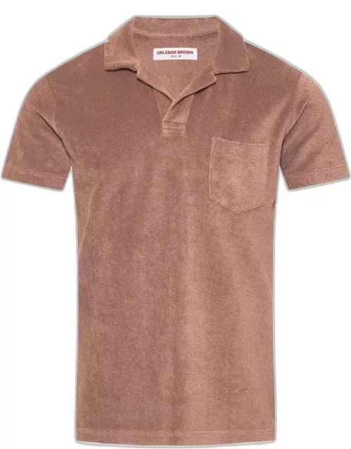Terry Towelling - Organic Cotton Towelling Resort Polo Shirt In Plum Wine Colour