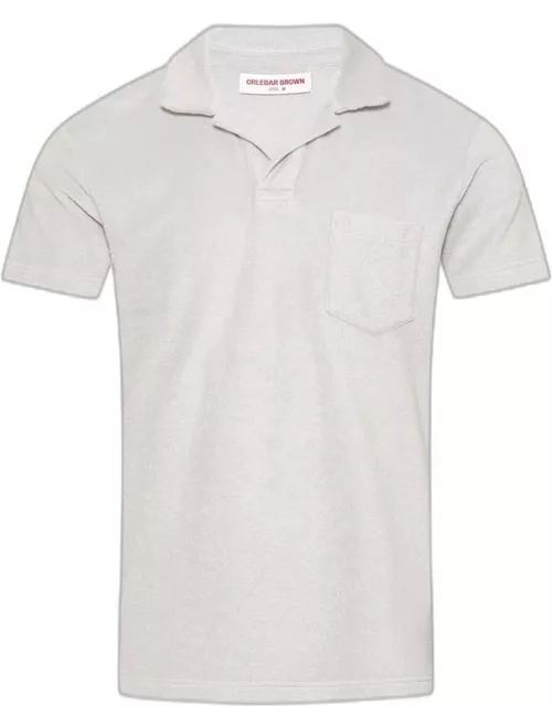 Terry Towelling - Organic Cotton Towelling Resort Polo Shirt In White Jade