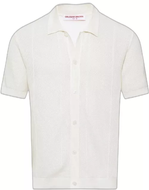 Tiernan - Classic Fit Capri Collar Drop Needle Mercerised Cotton Shirt In White